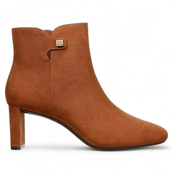 Alfani Womens Brown Hardware Accent Padded Paam Almond Toe Block Heel Zip-up Dre - Picture 3 of 5